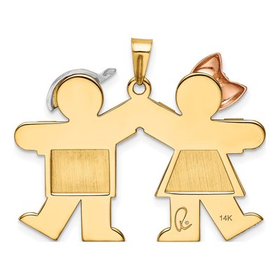 14K Tri-Color Gold Girl Boy Kiss Charm – view 5