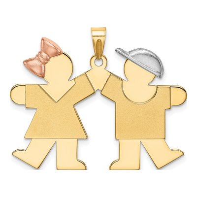 14K Tri-Color Gold Girl Boy Kiss Charm