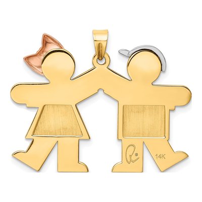 14K Tri-Color Gold Kids Kiss Pendant – view 5
