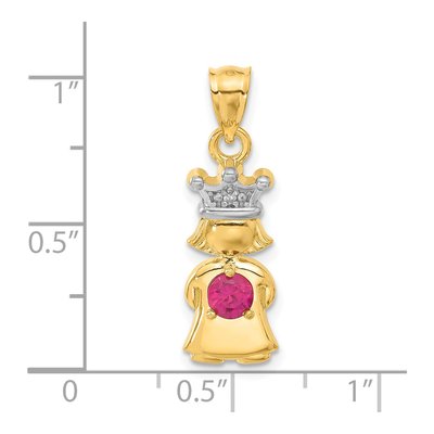 14K Yellow Gold Diamond January Birthstone Girl Pendant – view 4