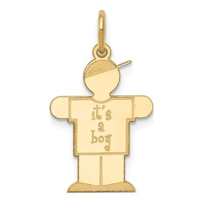 14K Yellow Gold It's Boy Charm