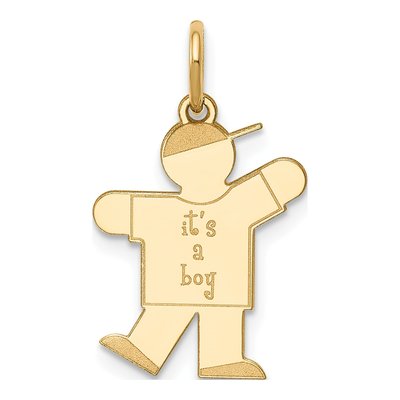 14K Yellow Gold It's Boy Kiss Charm