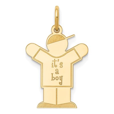 14K Yellow Gold It's Boy Charm
