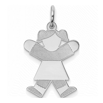 14K White Gold Girl Charm