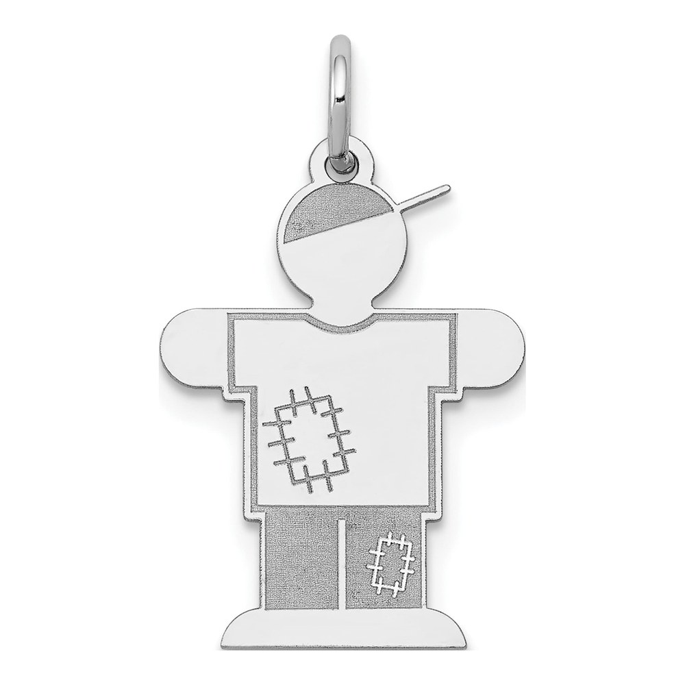 14K White Gold Boy Hugs Charm
