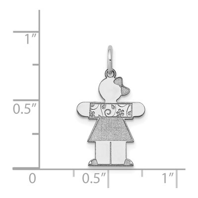 14K White Gold Girl Dress Charm – view 4