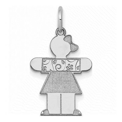 14K White Gold Girl Dress Charm