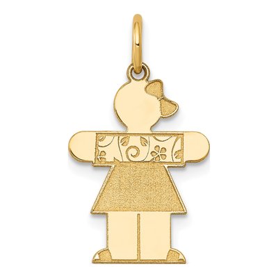 14K Yellow Gold Girl Dress Charm