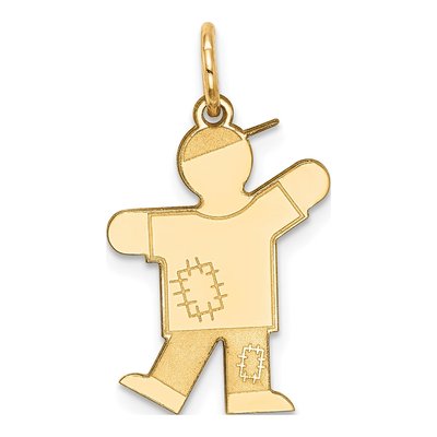 14K Yellow Gold Kids Small Boy Kiss Pendant