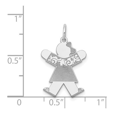 14K White Gold Girl Dress Charm – view 4