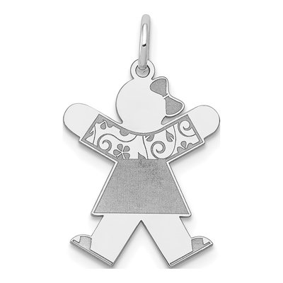 14K White Gold Girl Dress Charm