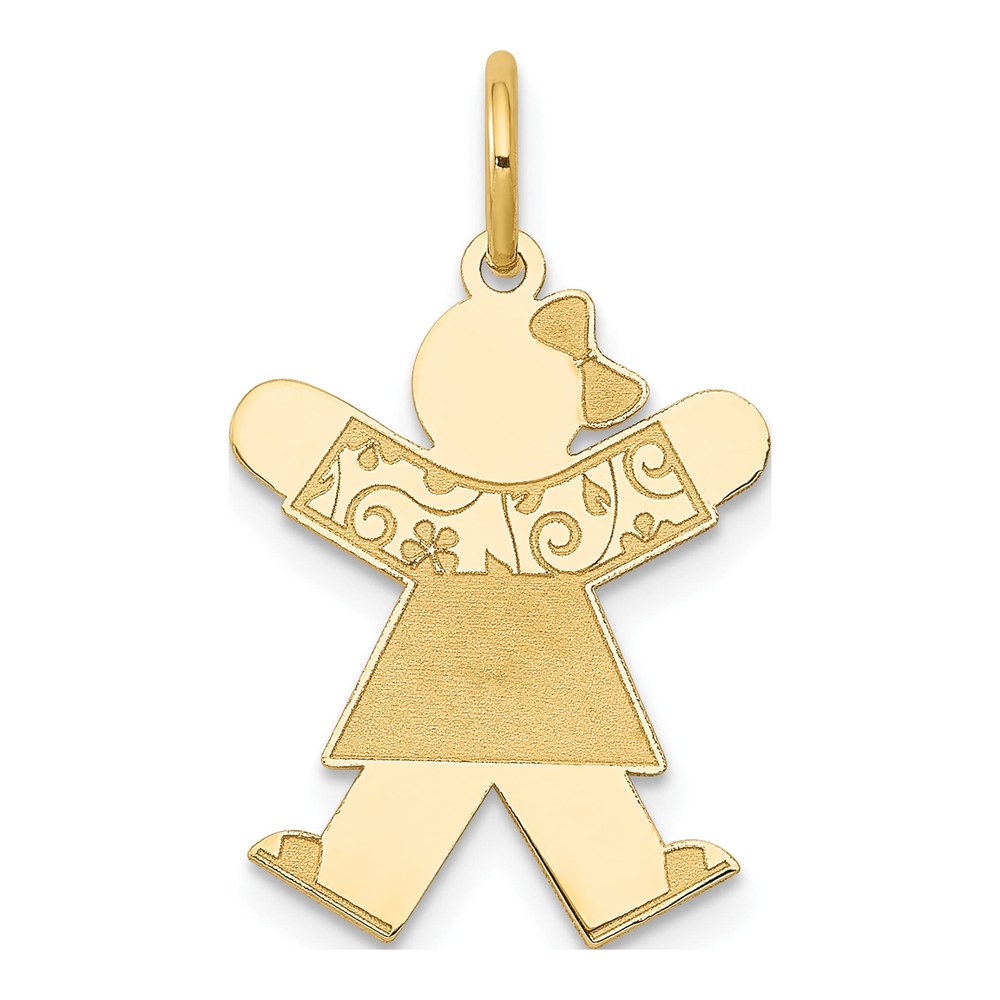 14K Yellow Gold Girl Dress Charm