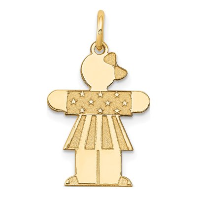 14K Yellow Gold Kids Stars Stripes Girl Charm