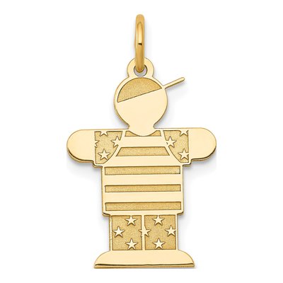 14K Yellow Gold Kids Stars Stripes Boy Charm