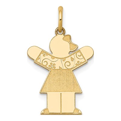 14K Yellow Gold Girl Dress Charm