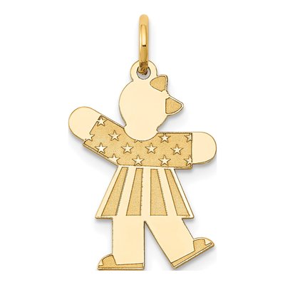 14K Yellow Gold Kids Stars Stripes Kiss Charm