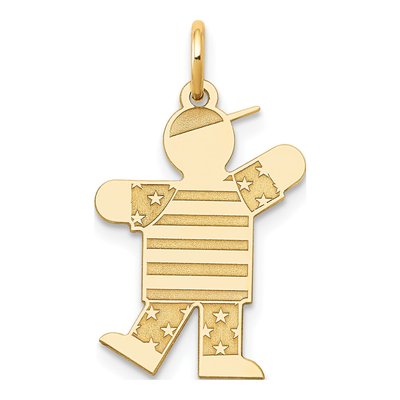14K Yellow Gold Kids Stars Stripes Kiss Charm