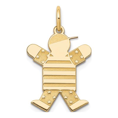 14K Yellow Gold Kids Stars Stripes Boy Charm