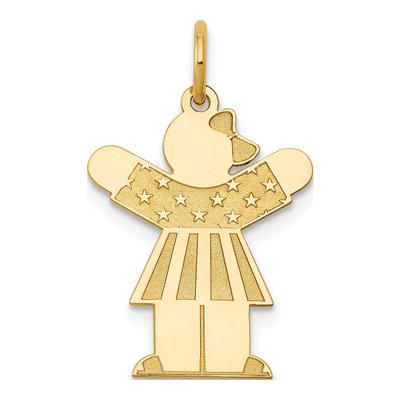 14K Yellow Gold Kids Stars Stripes Charm