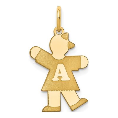 14K Yellow Gold Small Girl Kiss Charm