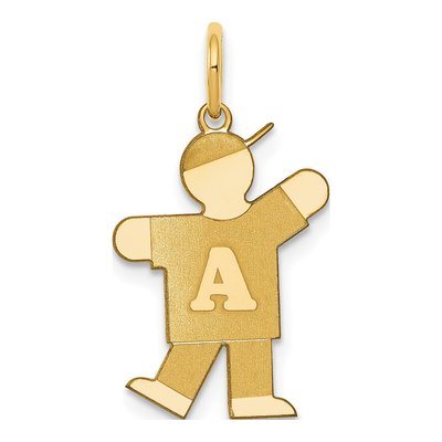 14K Yellow Gold Kids Boy Kiss Pendant