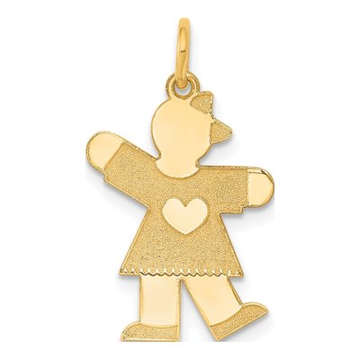 14K Yellow Gold Kids Heart Dress Charm