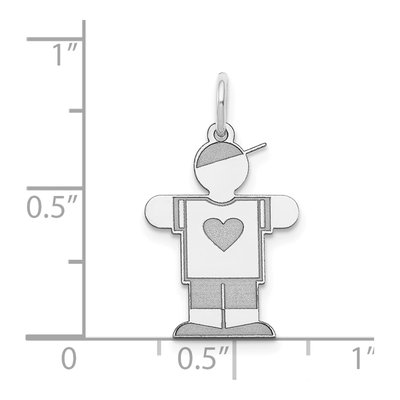 14K White Gold Boy Shirt Heart Charm – view 3