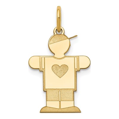 14K Yellow Gold Kids Heart Shirt Boy Charm