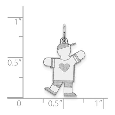 14K White Gold Kids Heart Shirt Boy Charm – view 4