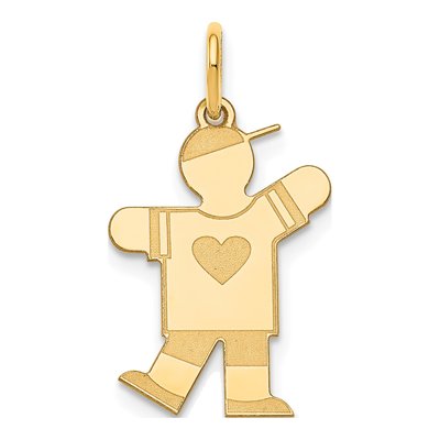 14K Yellow Gold Kids Heart Shirt Boy Charm