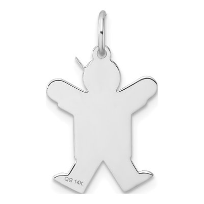 14K White Gold Kids Heart Shirt Boy Charm – view 4