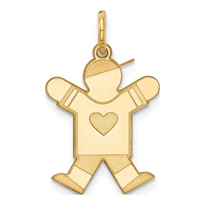 14K Yellow Gold Boy Shirt Heart Charm