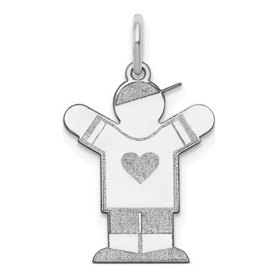 14K White Gold Kids Heart Shirt Charm