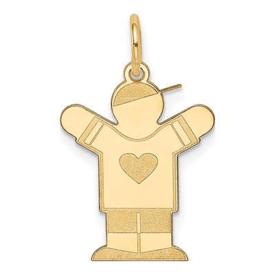 14K Yellow Gold Heart Shirt Charm
