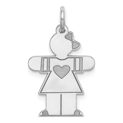 14K White Gold Kids Heart Charm