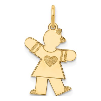 14K Yellow Gold Small Heart Kiss for Girls Charm