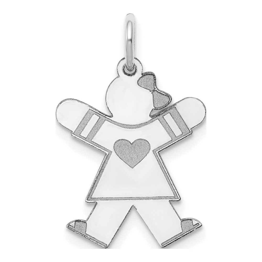 14K White Gold Kids Heart Charm