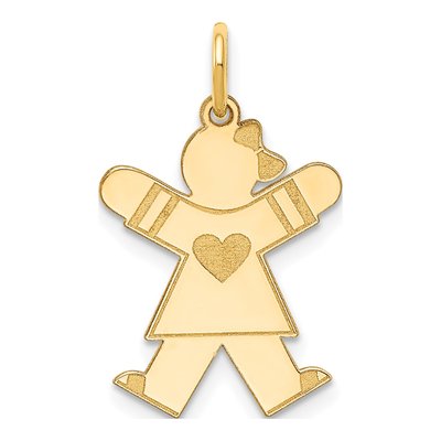 14K Yellow Gold Small Heart Girl Charm