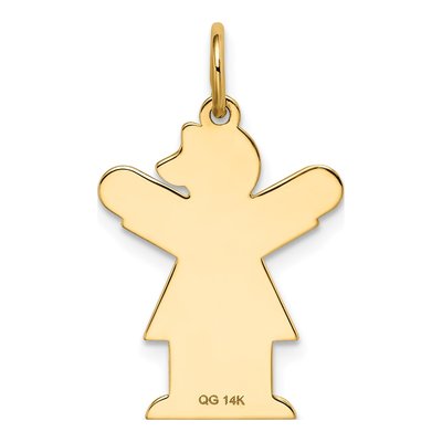 14K Yellow Gold Girl Heart Dress Charm – view 5