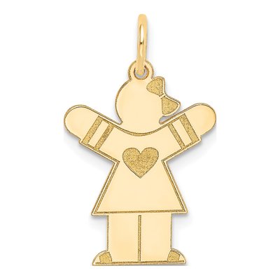 14K Yellow Gold Girl Heart Dress Charm