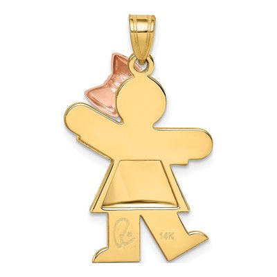 14K Two-Tone Gold Puffed Girl Charm – view 5