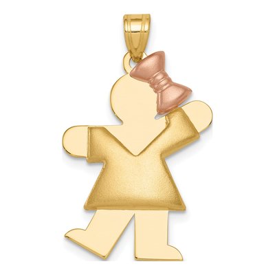 14K Two-Tone Gold Puffed Girl Charm