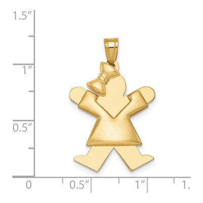 14K Gold Puffed Girl Charm | Engravable | The Kids – view 4