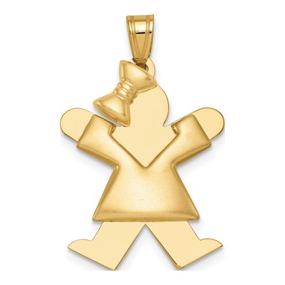 14K Yellow Gold Puffed Girl Charm