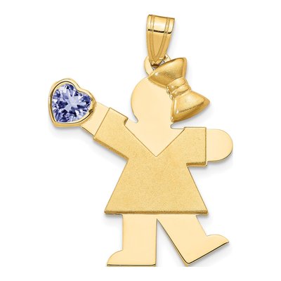 14K Yellow Gold Kids Girl Kiss Charm