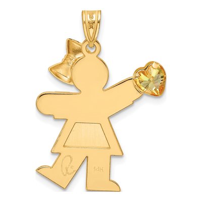 14K Yellow Gold Girl Kiss November Birthstone Charm – view 5