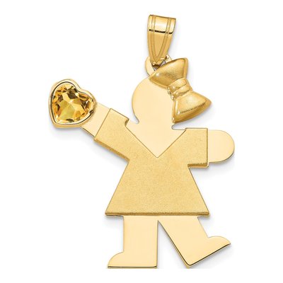 14K Yellow Gold Girl Kiss November Birthstone Charm