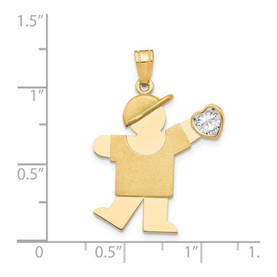 14K Yellow Gold Boy Kiss April Birthstone Charm – view 2