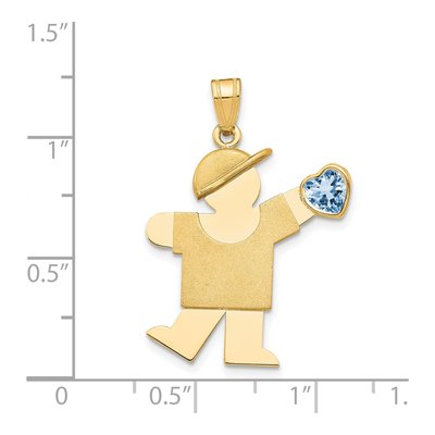 14K Yellow Gold Boy Kiss March Birthstone CZ Charm – view 2