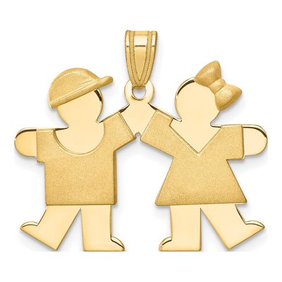 14K Yellow Gold Kids Kiss Charm